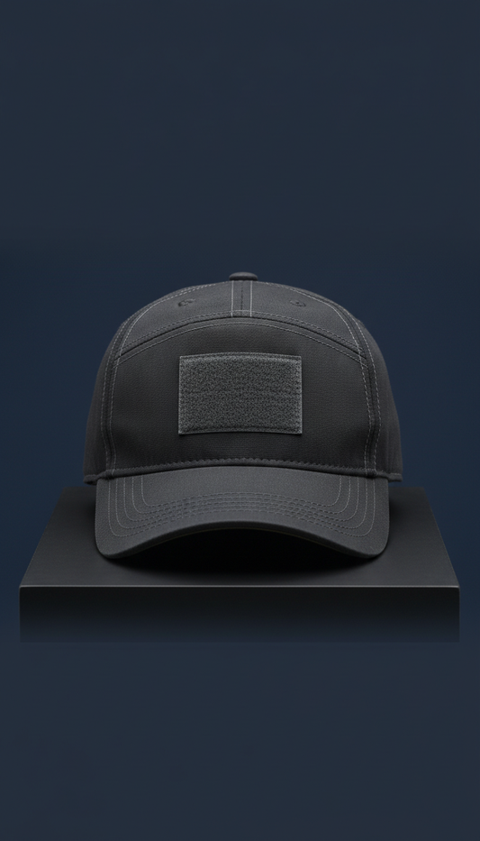 Structured Tactical Cap in Black Ripstop